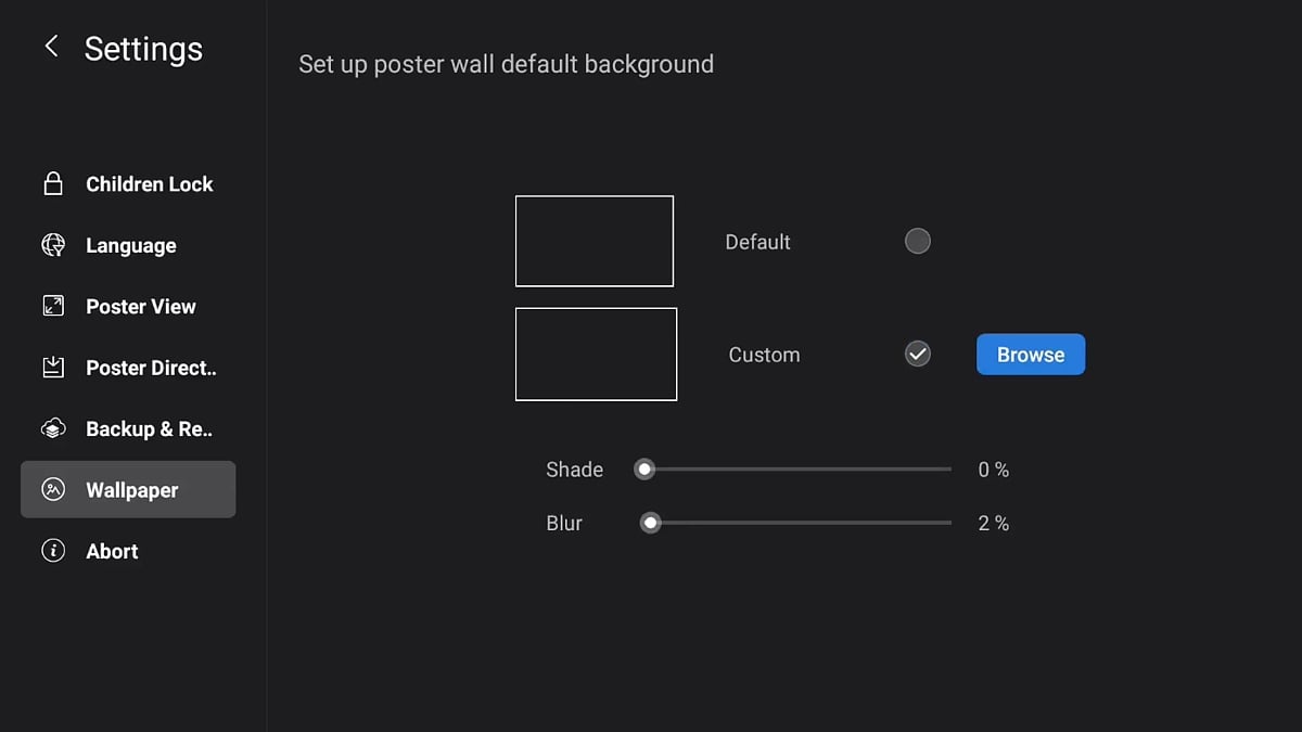 Zidoo X20 Pro - Nastavení aplikace Poster Wall 2.0