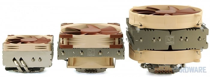 Noctua NH-L9x65, NH-L12 a NH-C14 (vpravo)