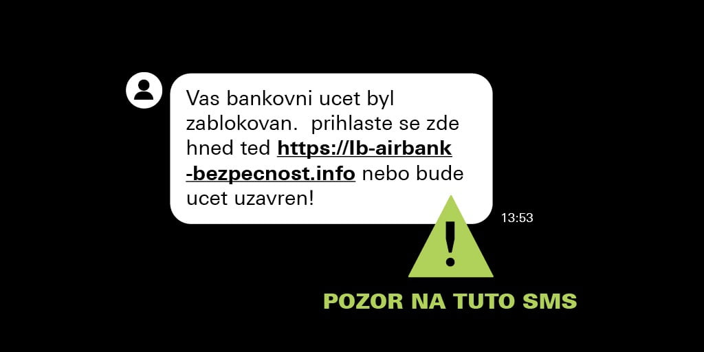 Varování Air Bank před podvodnými zprávami. (02/2022)