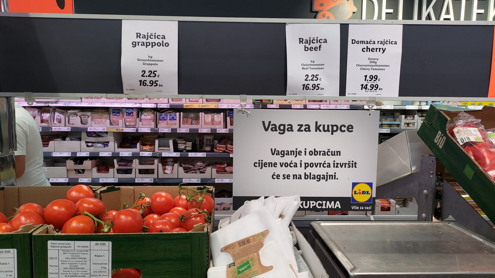 Ceny v Lidlu, Rijeka, Chorvatsko. (19. 6. 2023)
