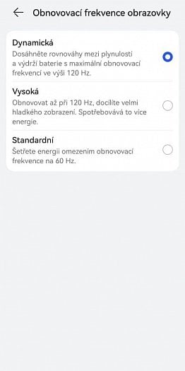 Nastavení dynamické obnovovací frekvence