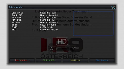 Technické parametry chystaného kanálu R9 Oesterreich HD