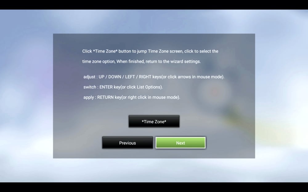 Start, úvodní obrazovka a první nastavení