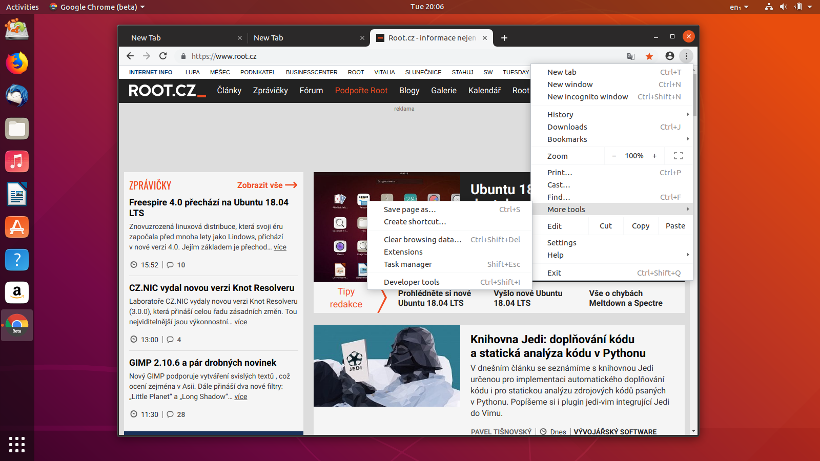 Menu jsou také přizpůsobena novému vzhledu.