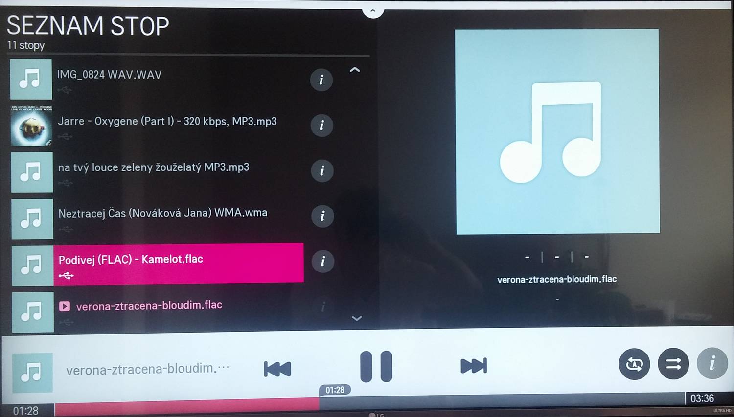 Náhled v hudbě, resp. výpis tzv. Seznamu.