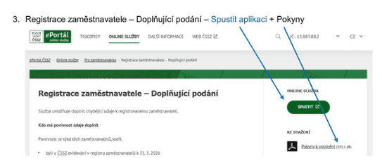 Registrace zaměstnavatele - krok 3