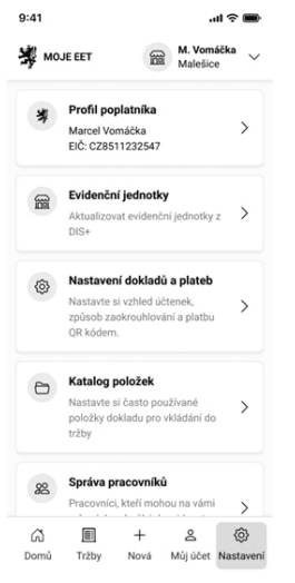 Jak má vypadat aplikace zdarma MOJE EET od finanční správy