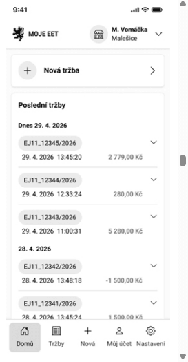 Jak má vypadat aplikace zdarma MOJE EET od finanční správy