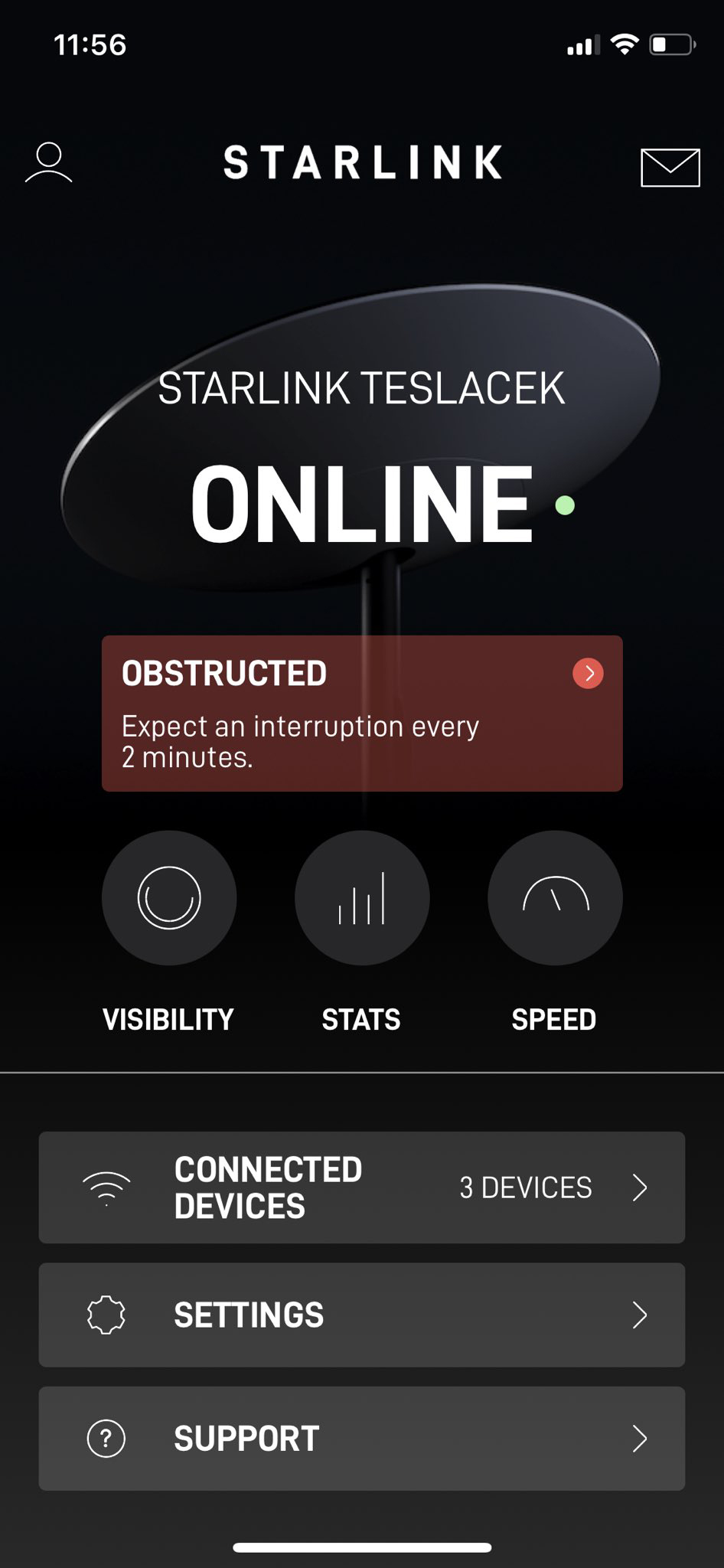 Starlink v Česku a hlášení problémů