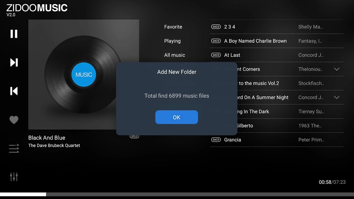 Zidoo Music 2.0 - Aplikace