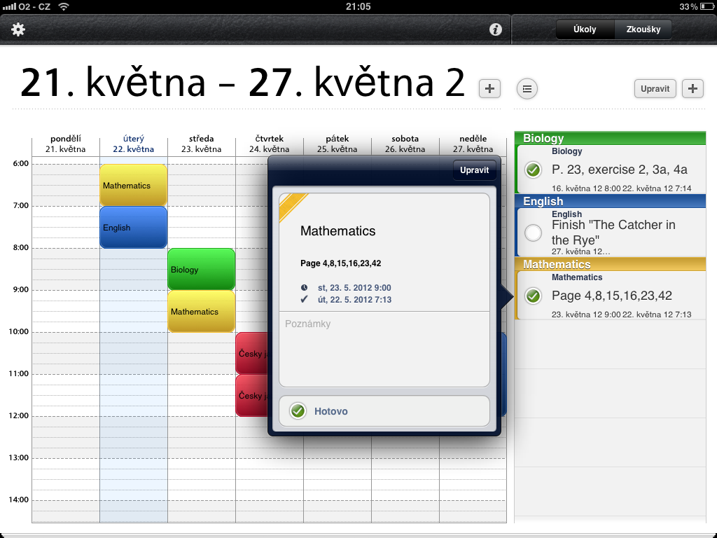 Classes umožňuje nejen tvorbu rozvrhu, ale i správu úkolů a zkoušek