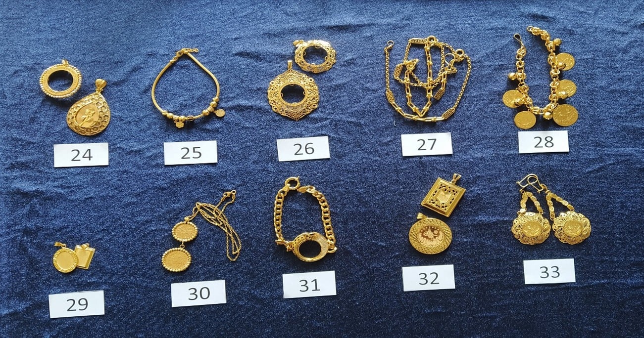 Zabavené zlaté šperky