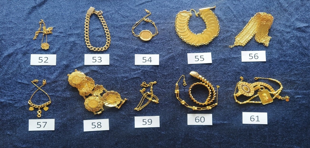 Zabavené zlaté šperky