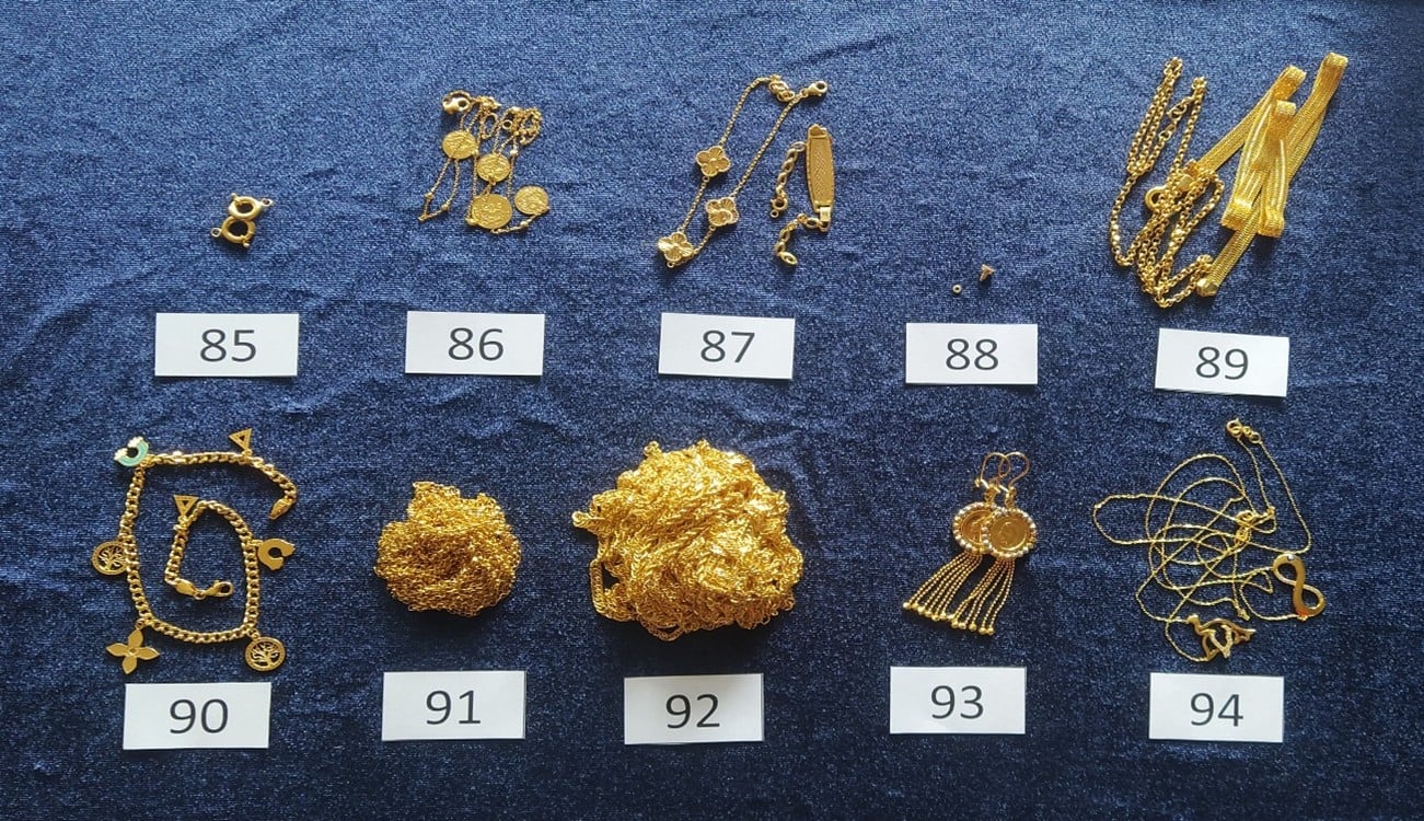 Zabavené zlaté šperky