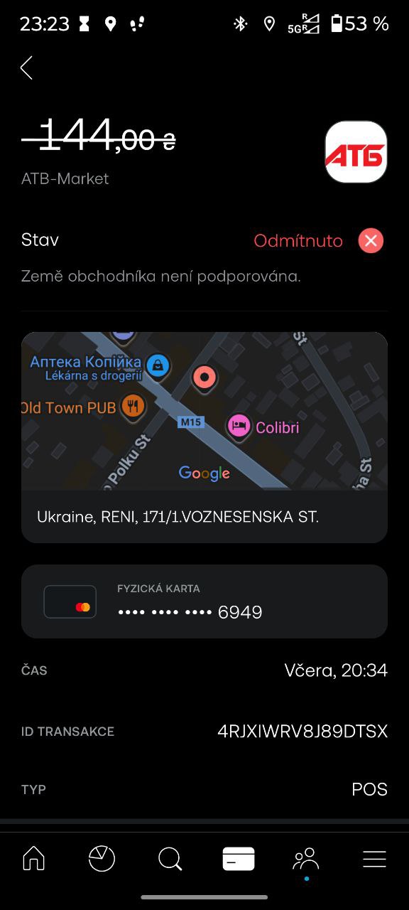 Na Ukrajině nelze platit platebními kartami od Trading 212/Paynetics (Mastercard) a od Twisto (Mastercard). (12. 09. 2025)