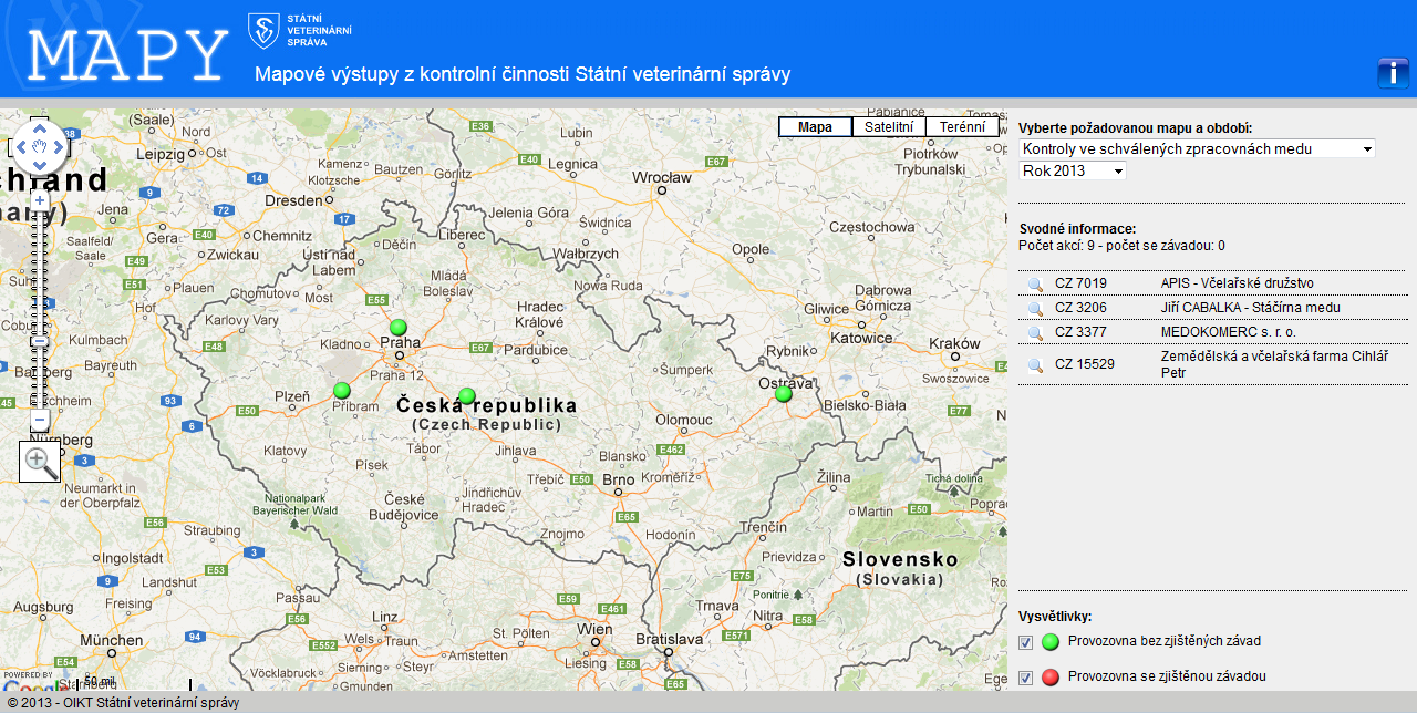 Nový web veterinářů o kontrolách potravin: Mapy SVS