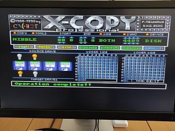 Další screenshot programu X-Copy (tentokrát verze 3.1 PRO), na kterém je vidět úspěšně zkopírovaná disketa. Toto konkrétní nastavení programu jsem úspěšně použil pro vytvoření reálné diskety pro Atari ST.