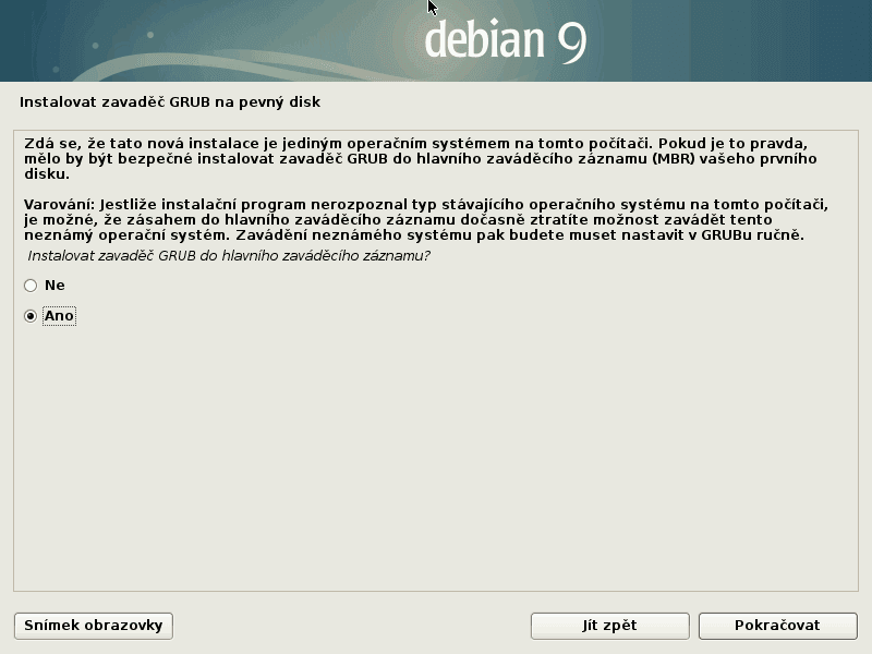 Instalace zavaděče.