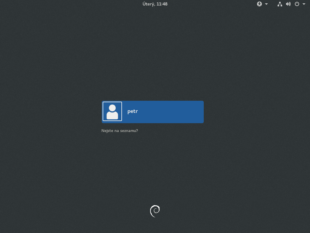 Přihlašovací obrazovka gdm3.