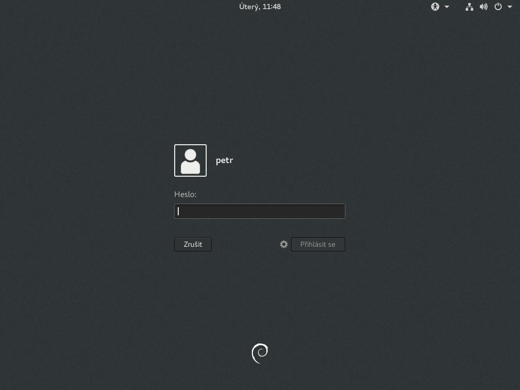 Zadání uživatelského hesla.