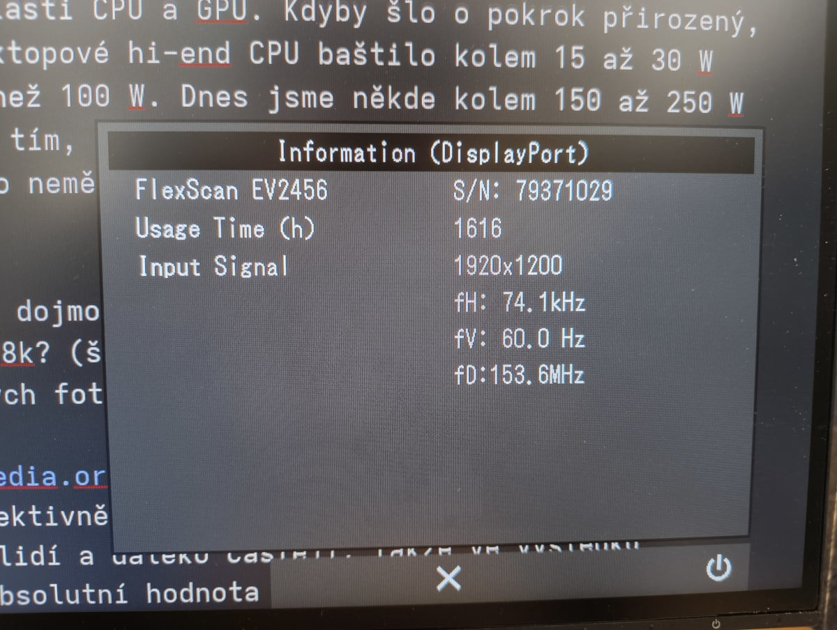 EIZO Flexscan EV2456 z roku 2019