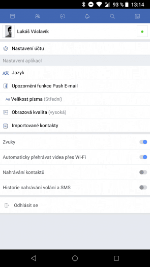 Nastavení Facebooku Lite