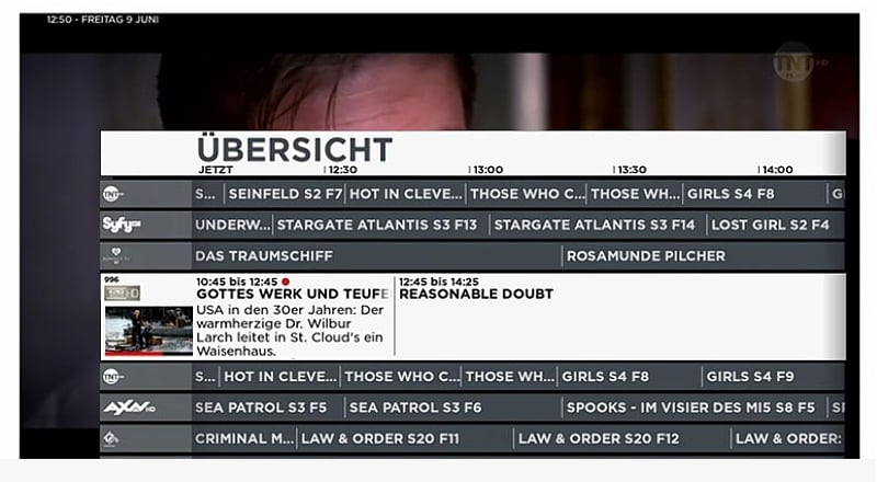 Giga TV - Programový průvodce a práce s ním