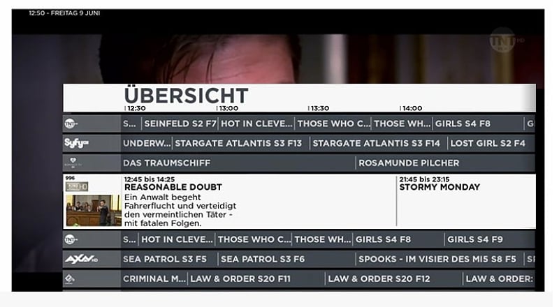 Giga TV - Programový průvodce a práce s ním