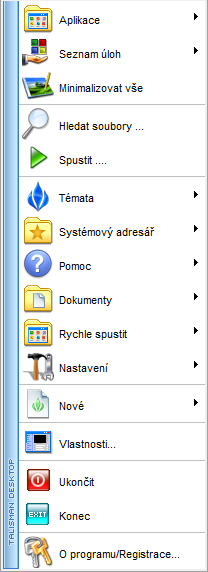 <p>Nabídka pravého tlačítka myši</p>