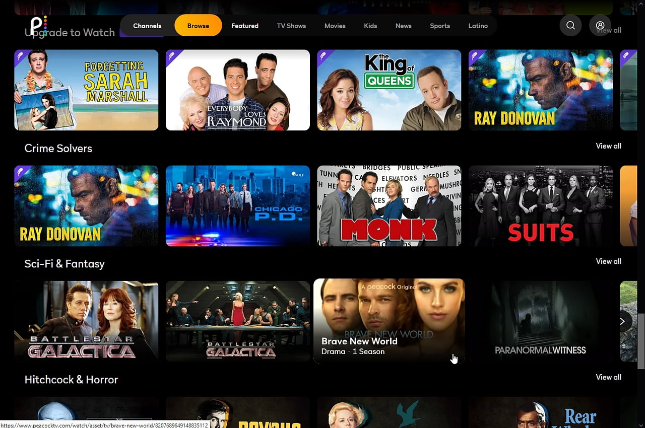 Peacock: Přehrávání pořadů z videotéky