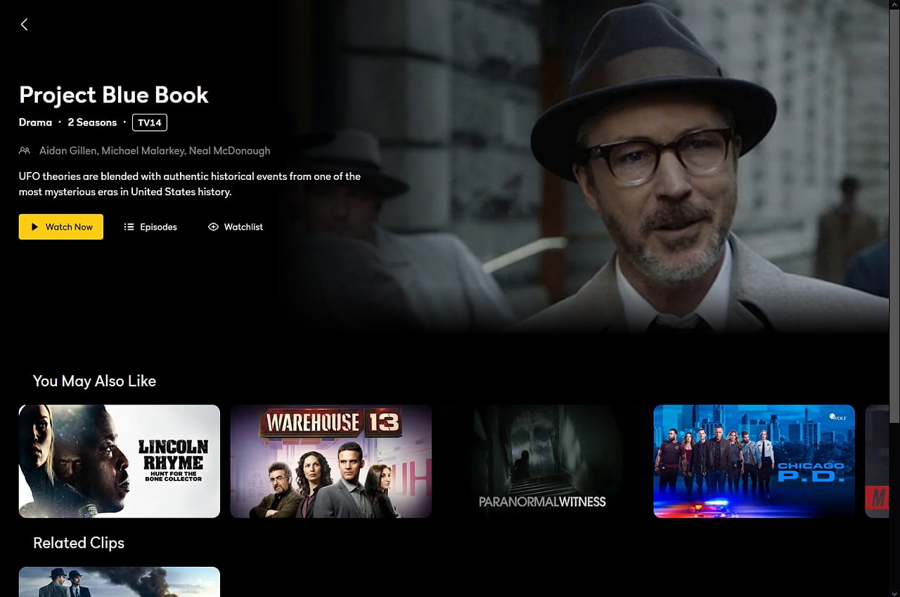 Peacock: Přehrávání pořadů z videotéky