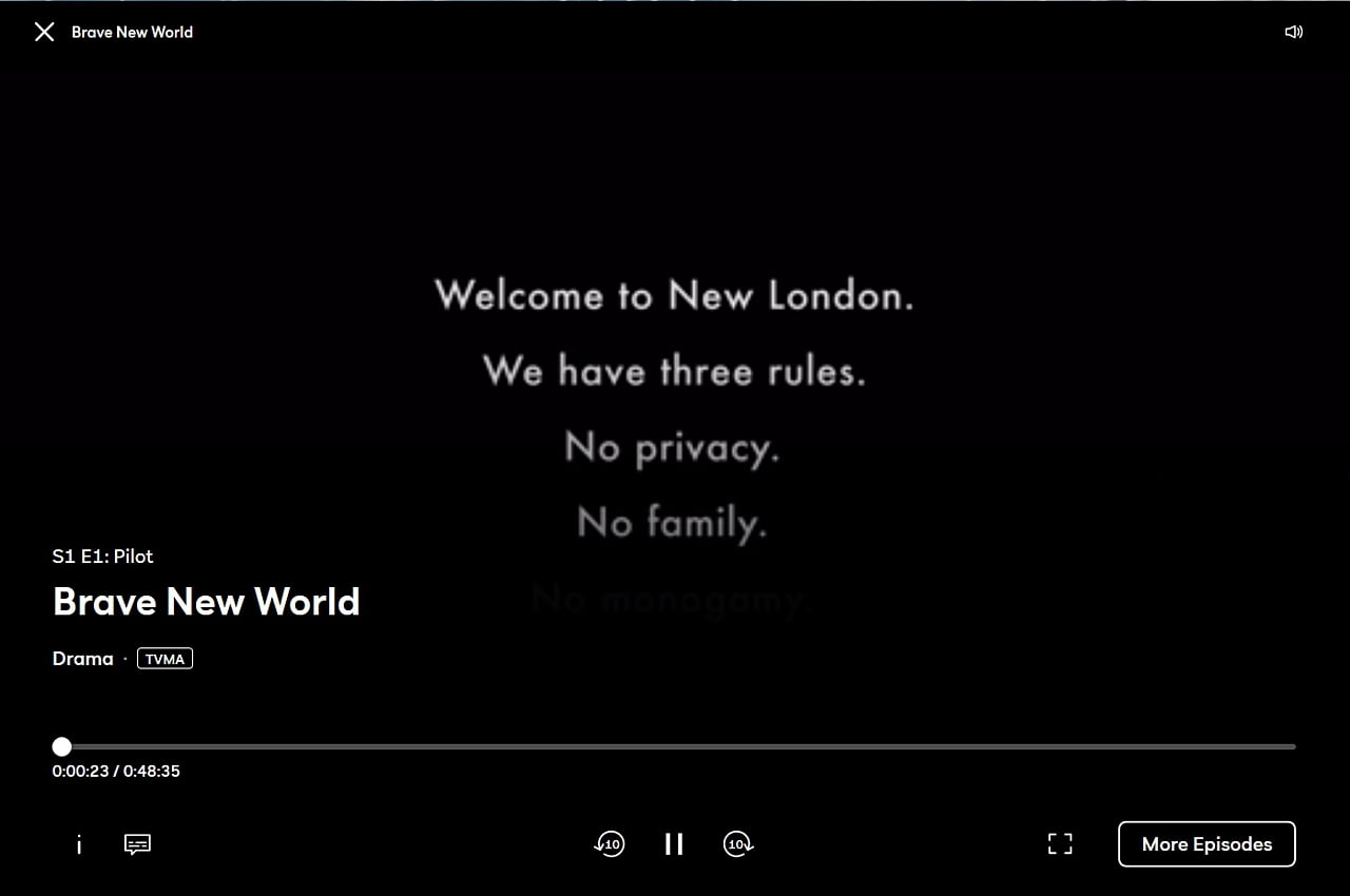 Peacock: Přehrávání pořadů z videotéky