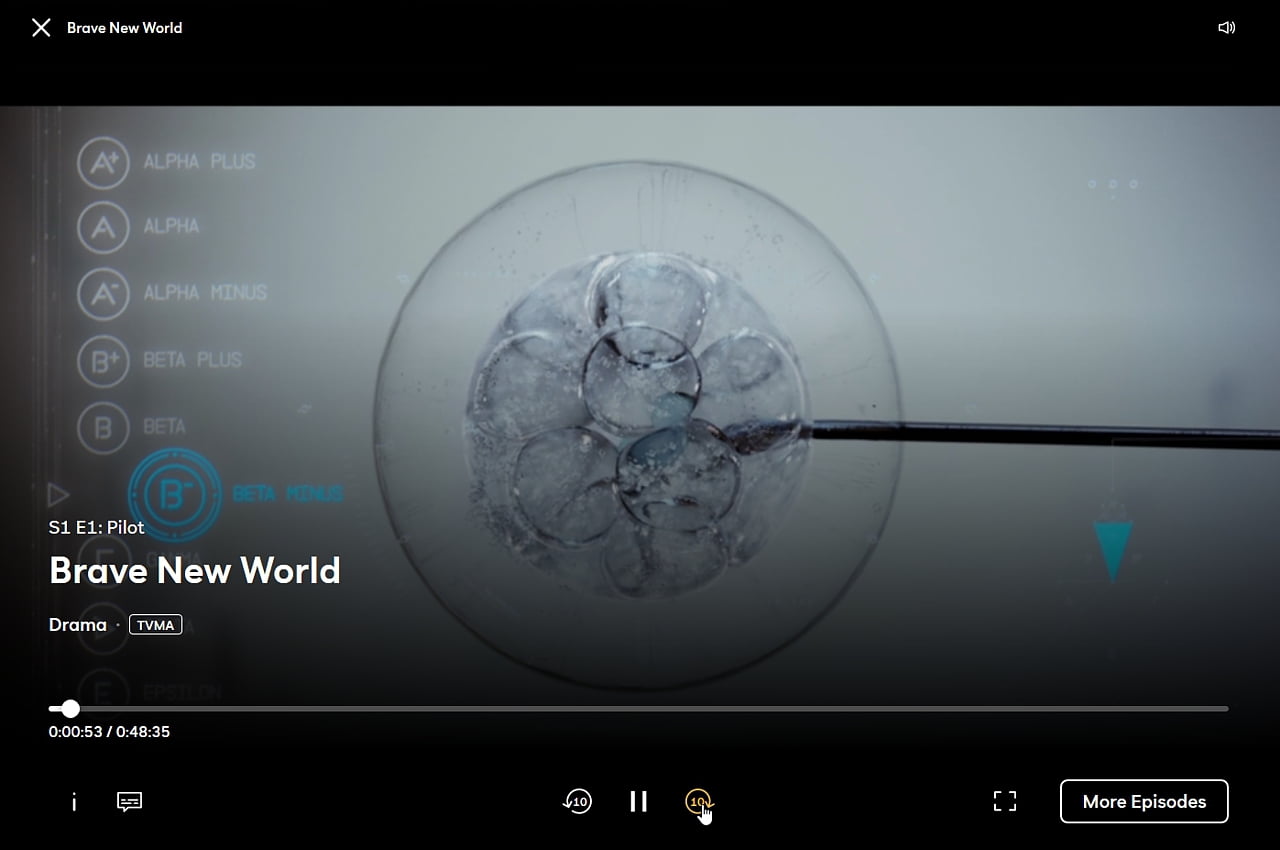 Peacock: Přehrávání pořadů z videotéky