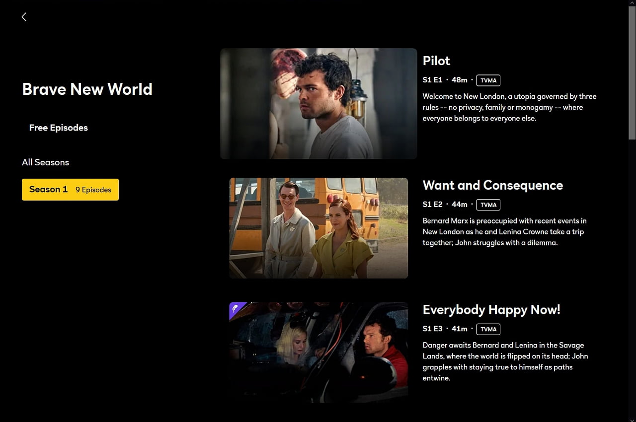 Peacock: Přehrávání pořadů z videotéky