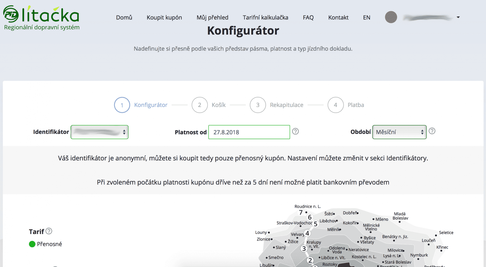 PID Lítačka: Nahrání jízdného na platební kartu
