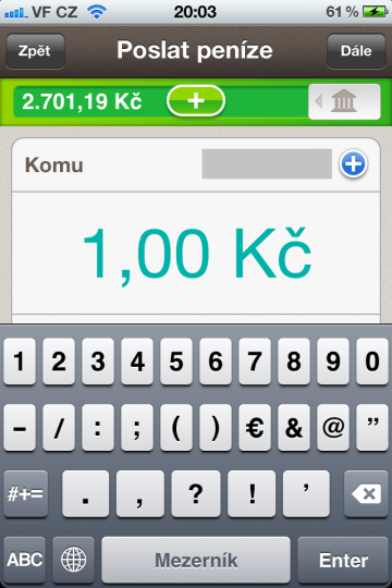 Poslání peněz libovolnému příjemci
