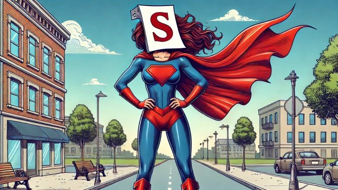 Nová sociální superdávka vyobrazená jako superhrdinka.