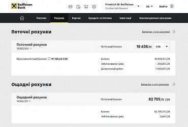 Ukrajinská verze internetového bankovnictví Raiffeisenbank