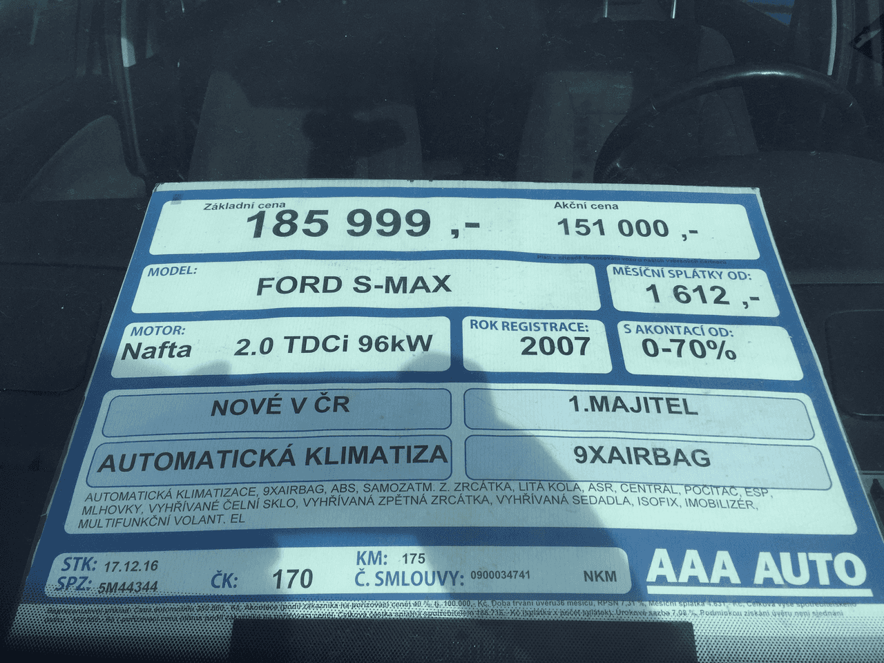 Ford S-MAX, AAA Auto, kilometry neověřeny