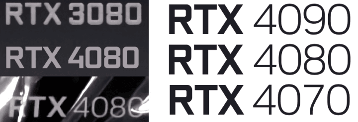 Srovnání starého a nového fontu používaného Nvidií