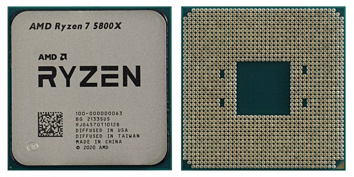 Procesor AMD Ryzen 7 5800X spredu a zozadu