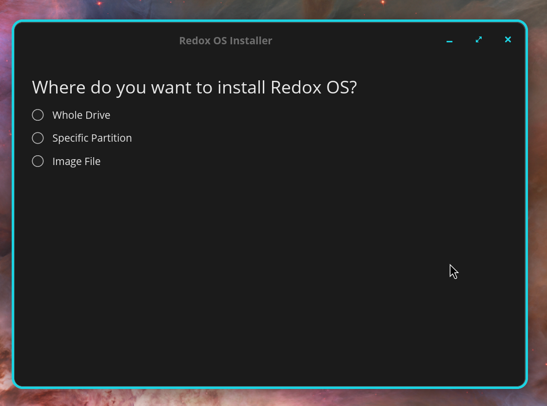 Instalátor Redox OS