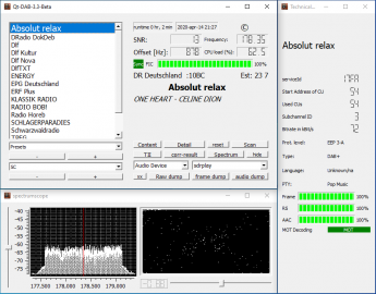 Příjem německých multiplexů pomocí SDR přijímače a SW Qt-DAB