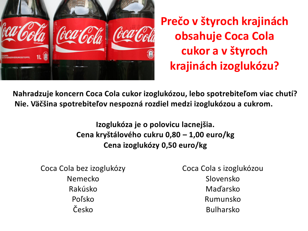 Čím je slazená Coca-Cola?