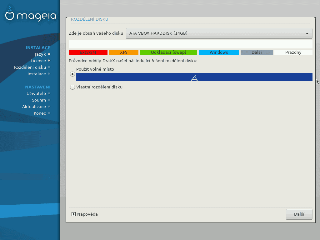 Úprava diskových oddílů.