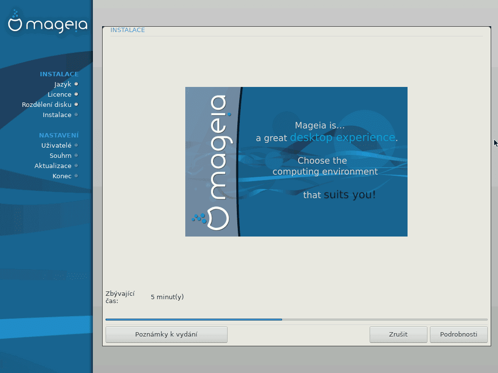 Čekání na dokončení instalace.