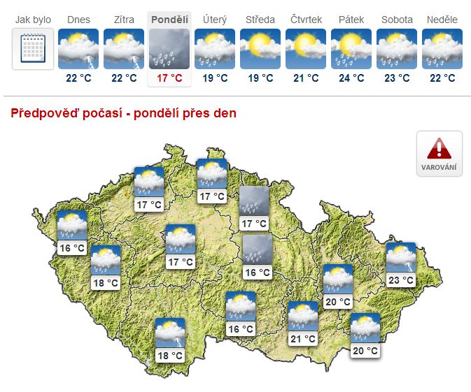 Reálné teploty, které mohou očekávat obyvatelé České republiky v následujících dnech podle serveru iDNES.cz.