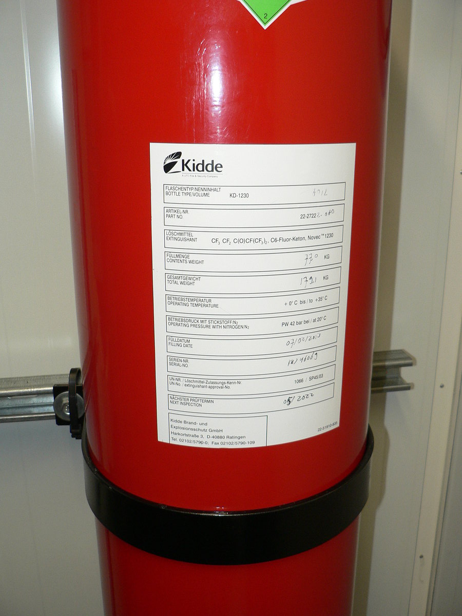 Detailní informace o hasicím plynu.