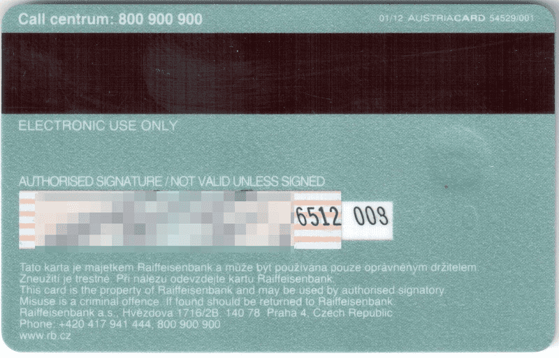 Debetní karty Raiffeisenbank vydávané do roku 2016.