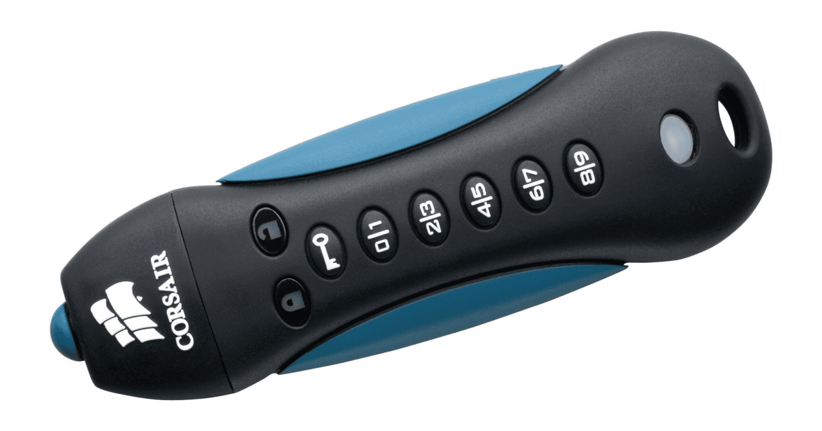 Další zajímavou možností je flash disk s hardwarovým šifrováním, který se odemkne zadáním PINu na fyzické klávesnici. Corsair Padlock 2.